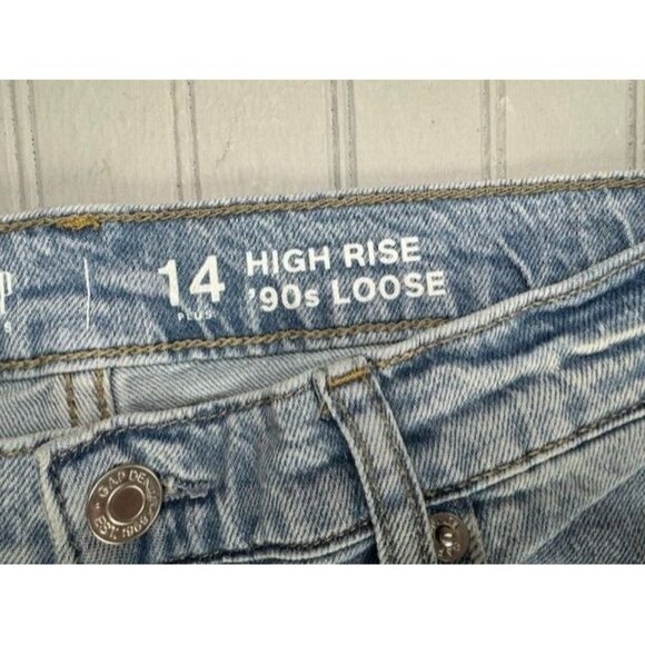 Gap Kids Size 14 Plus Girls Jeans High Rise 90s Loose Vent Raw Hems Dist… - Picture 2 of 4
